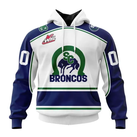 Personalized Swift Current Broncos 2025/26 White Hoodie Fan Gear
