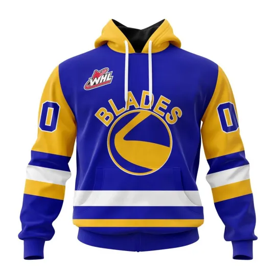 Discover Personalize Saskatoon Blades 2025/26 Blue Design Hoodie Fan Gear