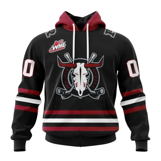 Personalize Red Deer Rebels 2025/26 Black Design Hoodie Fan Gear