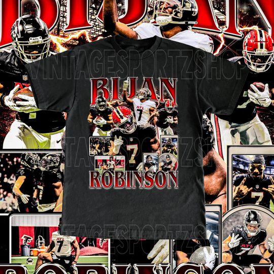 Vintage Bijan Robinson Shirt - Retro Bootleg Styl Tee Football Fans
