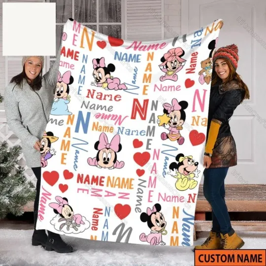 Discover Custom Name Disney Baby Minnie Mouse Fleece Blanket
