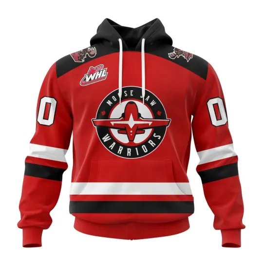 Discover Personalized Moose Jaw Warriors 2025/26 Red Hoodie Zip Up T-Shirt Men's Fan Gear
