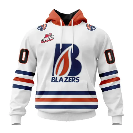 Discover Personalized Kamloops Blazers 2025/26 White Hoodie Zip Up T-Shirt Men's Fan Gear