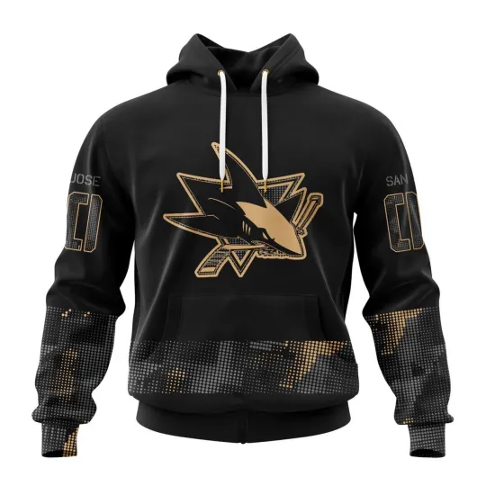 Personalized San Jose Sharks Military Appreciation Hoodie Men's