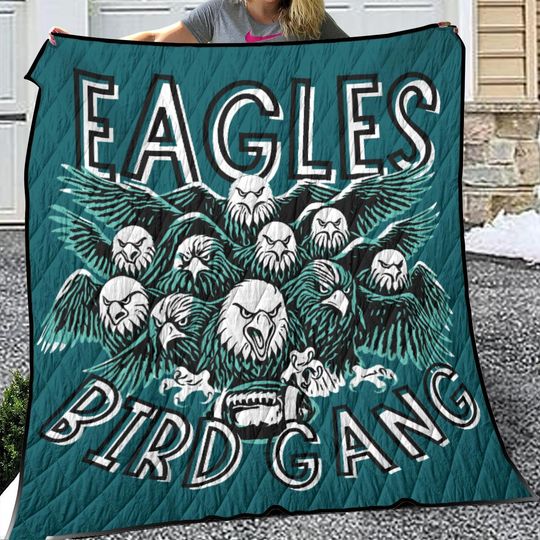 Discover Bird Gang Eagles Quilt - Flocked Football Team Bedding