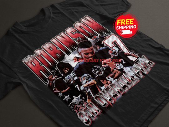 Discover Bijan Robinson Shirt Atlanta Vintage Bijan Robinson Graphic Tee 90s Style T-Shirt Unisex Gifts for Him and Her Atlanta Football fan gifts