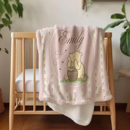 Discover Winnie The Pooh Blanket Custom Name, Personalized Disney Blanket, Fleece Blanket