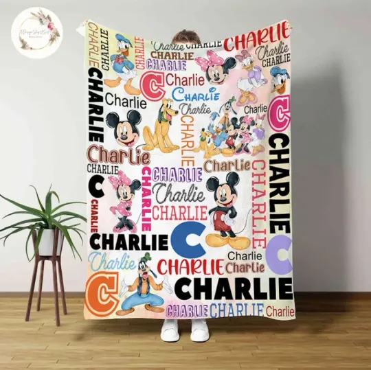 Discover Personalized Mickey And Friends Blanket, Custom Name Disney Fleece Blanket