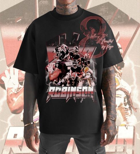 Discover Bijan Robinson Shirt Atlanta Vintage Bijan Robinson Graphic Tee 90s Style T-Shirt  Atlanta Football fan gifts