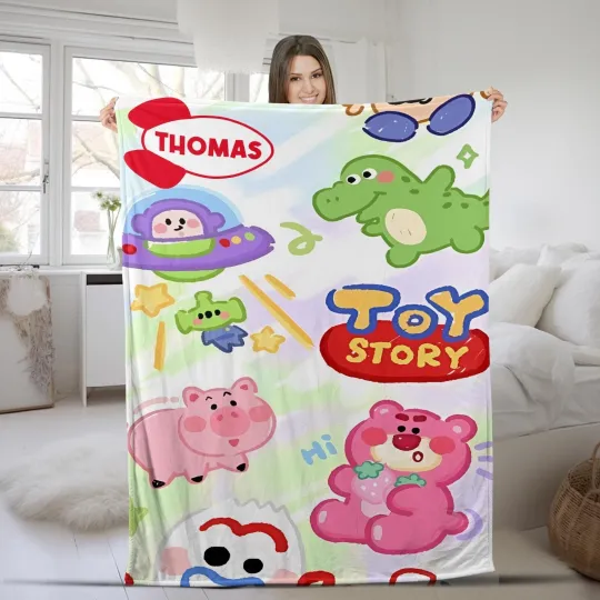 Discover Personalized Disney Toy Story Blanket, Custom Name Disney Blanket, Gift for Boy