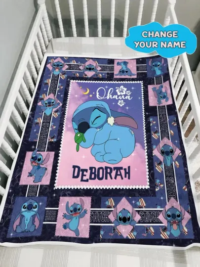Discover Personalized Disney Sleepy Stitch Fleece Blanket