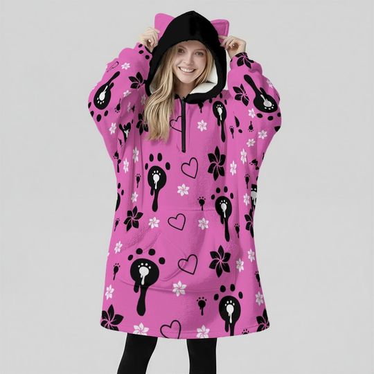 Emberlynn Blanket Hoodie Oversize : Chibi Character, Pastel Anime Helluva Boss Sweatshirt