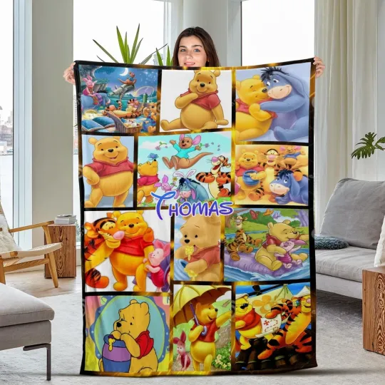 Discover Personalized Winnie Pooh Blanket, Winnie The Pooh Blanket, Pooh Birthday Gifts