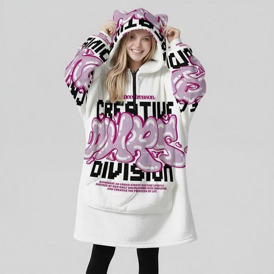 Discover Minimal Streetwear Fleece Oversized Division Hoodie Blanket