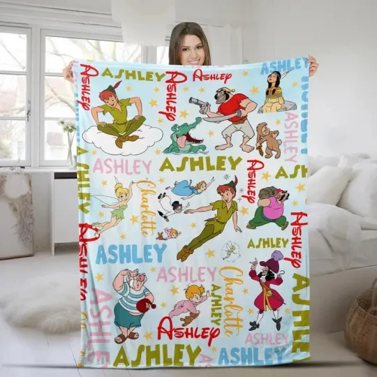 Discover Disney Peter Pan Wendy Tinker Bell Lost Boys Neverland Customize Fleece Blanket