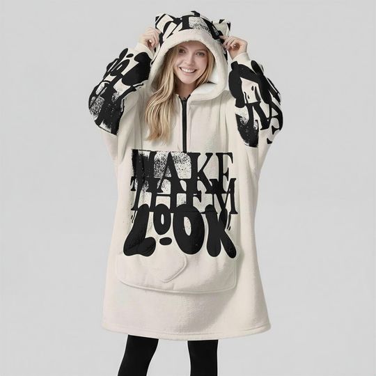Minimal Streetwear Fleece Oversized Make Them Look Hoodie Blanket