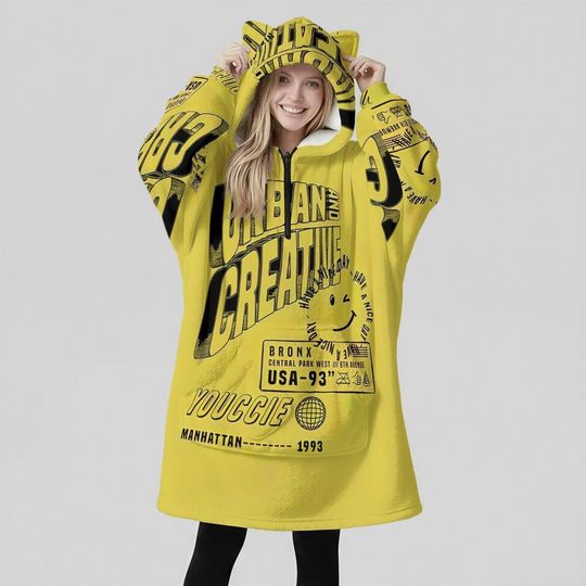 Discover Minimal Streetwear Fleece Oversized Urban Hoodie Blanket