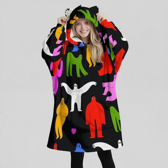 Minimal Streetwear Fleece Oversized Webo Hoodie Blanket