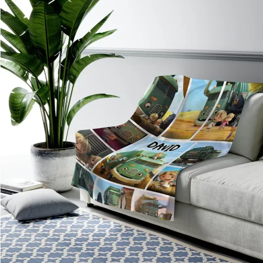 Discover Personalized Trash Truck Velveteen Blanket, Trash Truck Blanket, Birthday Gift