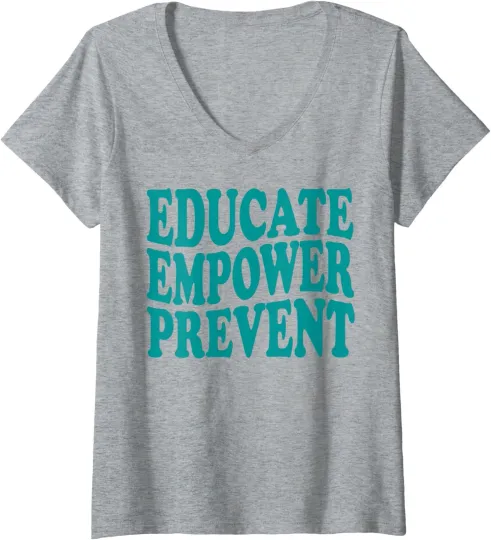 Discover Stop The Violence Sexual Assault Awareness Groovy Ladies' V-Neck Tshirt