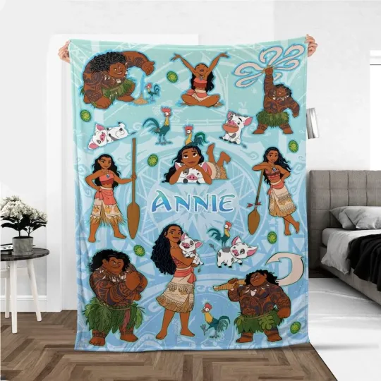 Discover Personalized Disney Princess Moana Fleece Blanket