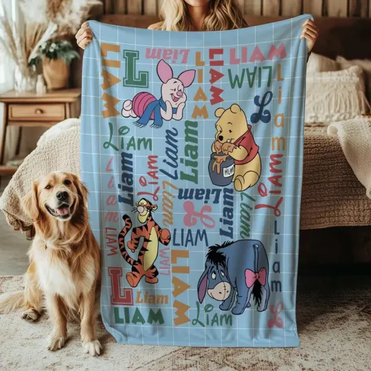Discover Disney Winnie The Pooh Throw Blanket, Pooh Bear Tigger Piglet, Fleece Blanket