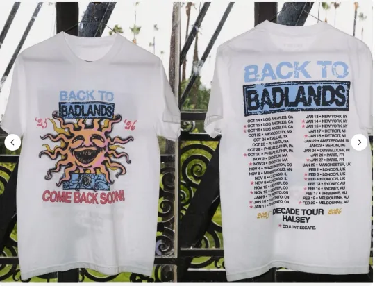 Discover Halsey Back To Badlands Merch Decade Tour 2025 2026 reprint T-Shirt