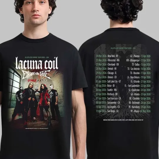 Discover Lacuna Coil Sleepless Empire Tour 2026 North America Schedule Two Sided T-shirt