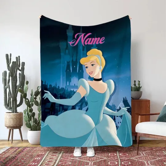 Discover Personalized Disney Cinderel Princess MidNight Fleece Blanket
