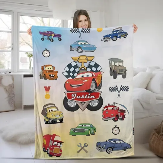 Discover Disney Cars Lightning McQueen Sally Mater Piston Cup Customize Fleece Blanket