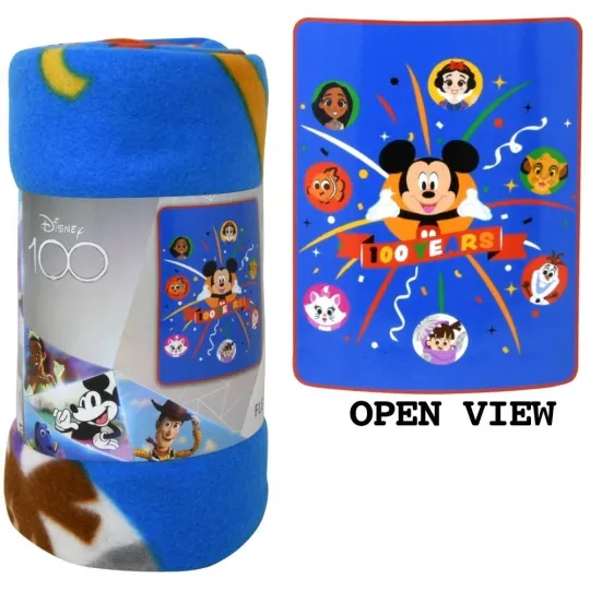 Discover Blanket - Disney Mickey Mouse 100th Year Blue 45x60 Silk Touch Soft Throw NEW