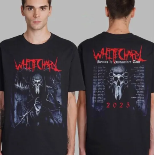 Discover Whitechapel Hymns in Dissonance Tour 2025 Merch Two Sided Unisex T-Shirt
