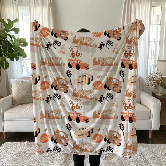 Discover Disney Cars Lightning Mcqueen Route 66 Rusteze Radiator Springs Fleece Blanket