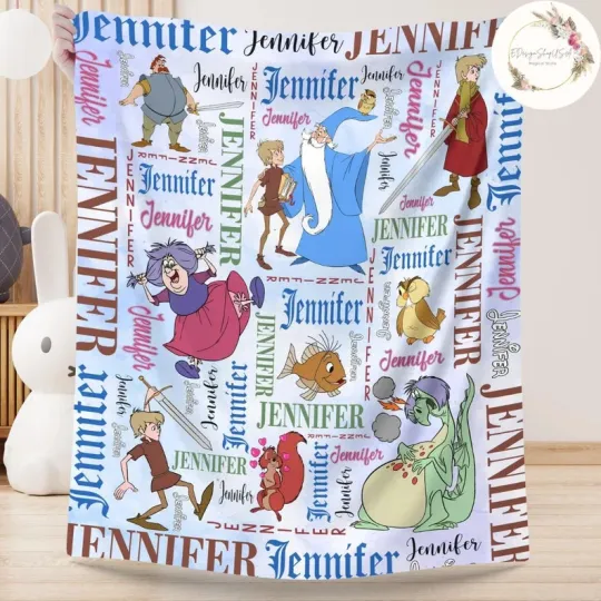 Discover Personalized Watercolor Disney The Sword In The Stone Fleece Blanket