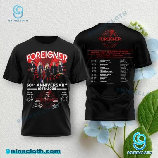 Foreigner 50th Anniversary Tour T Shirt 1976–2026, Classic Rock Band Tee
