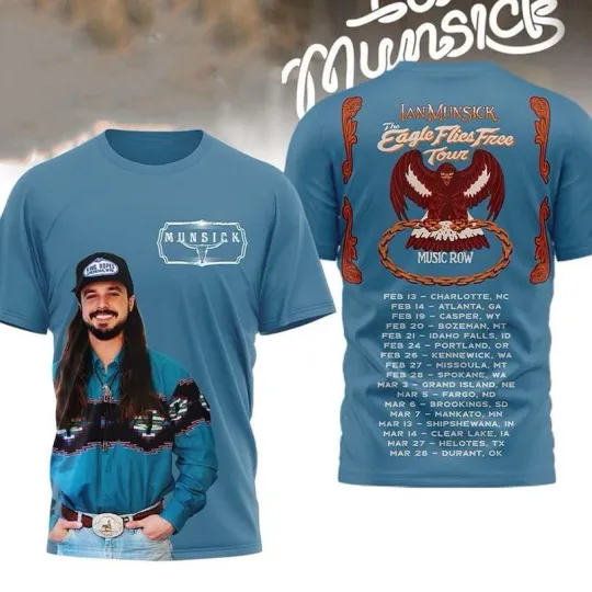 Discover Ian Munsick The Eagle Flies Free Tour 2026 3D T-Shirt Reprint Gift