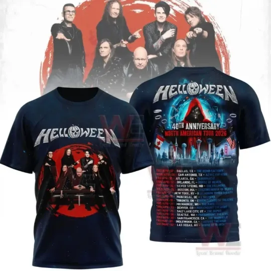 Discover Helloween 40th Anniversary North American Tour 2026 All Over Print 3D T-shirt