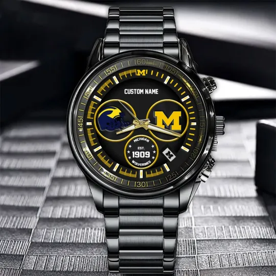 Discover Wolverines Black Stainless Steel Watch – Custom Name