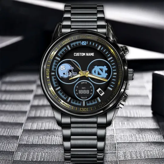Discover North Carolina Black Stainless Steel Watch – Custom Name
