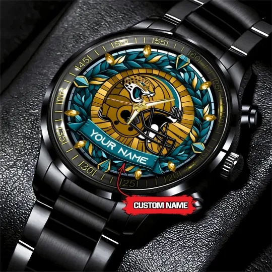 Discover Personalized Jacksonville Football Jaguarss Team Men Black Stainless Steel Watch