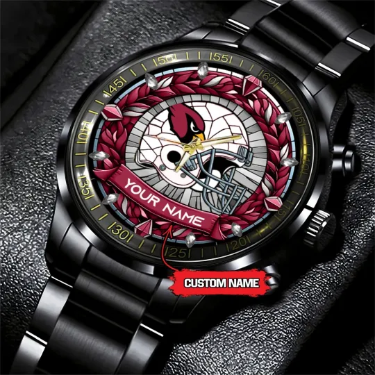 Discover Personalized Arizonna Football Cardinalss Team Men Black Stainless Steel Watch