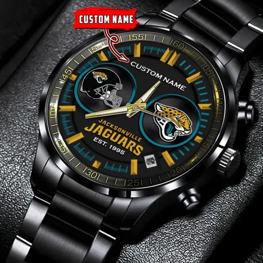 Discover Personalized Jacksonville Football Jaguarss Team Men Black Stainless Steel Watch