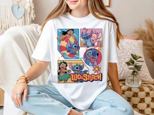 Discover Disney Lilol Stitch May The Stitch Aloha Hawaii White T-shirt 2025