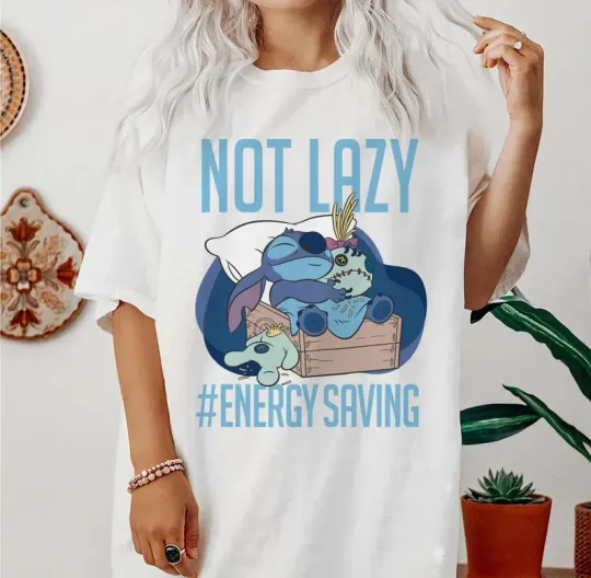 Discover Disney Lilol Stitch May The Stitch Not Lazy Energy Saving T-shirt 2025