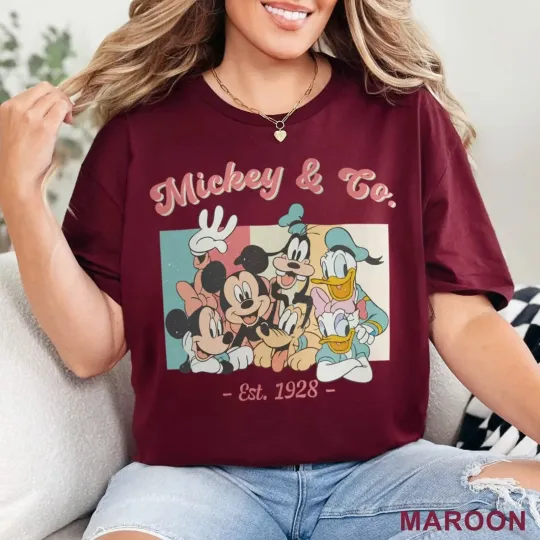 Discover NEW Cartoon Logo Disney Vintage Mickey And Co Shirt, Disney Family T-Shirt