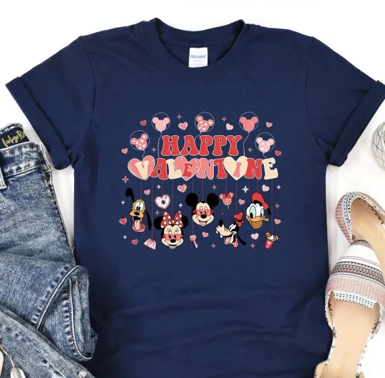 Discover Happy Valentine T-Shirt Mickey and Friends Valentines Day Shirt Disney Valentine