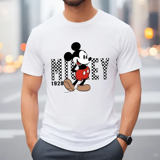Discover Mickey Shirt, Disney Cute Mickey Shirt, Checkered Mickey Shirt, Checkered Disney