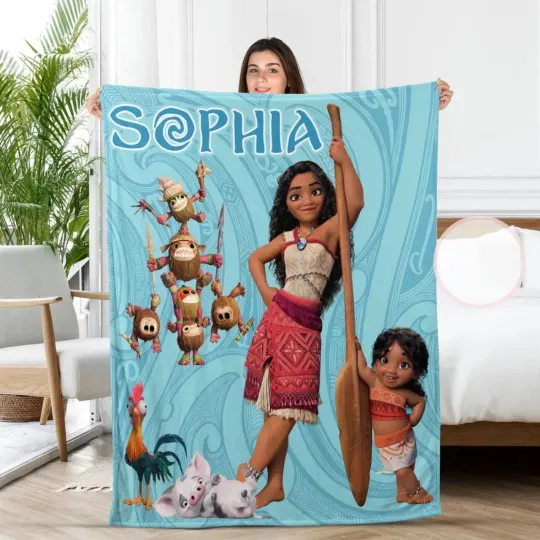 Discover Disney Princess Moana And Friends Personalized Fleece Blanket