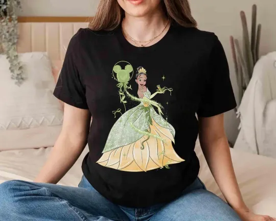 Discover Disney Princess With Mickey Balloon Watercolor T-shirt  Disney Aurora Ariel Bell