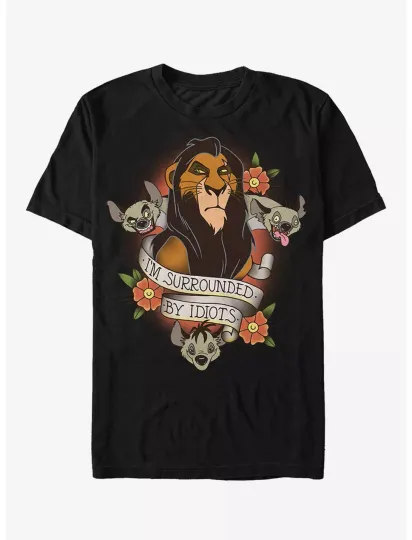 Discover Disney Lion King Scar Surrounded By Idiots Tattoo T-Shirt